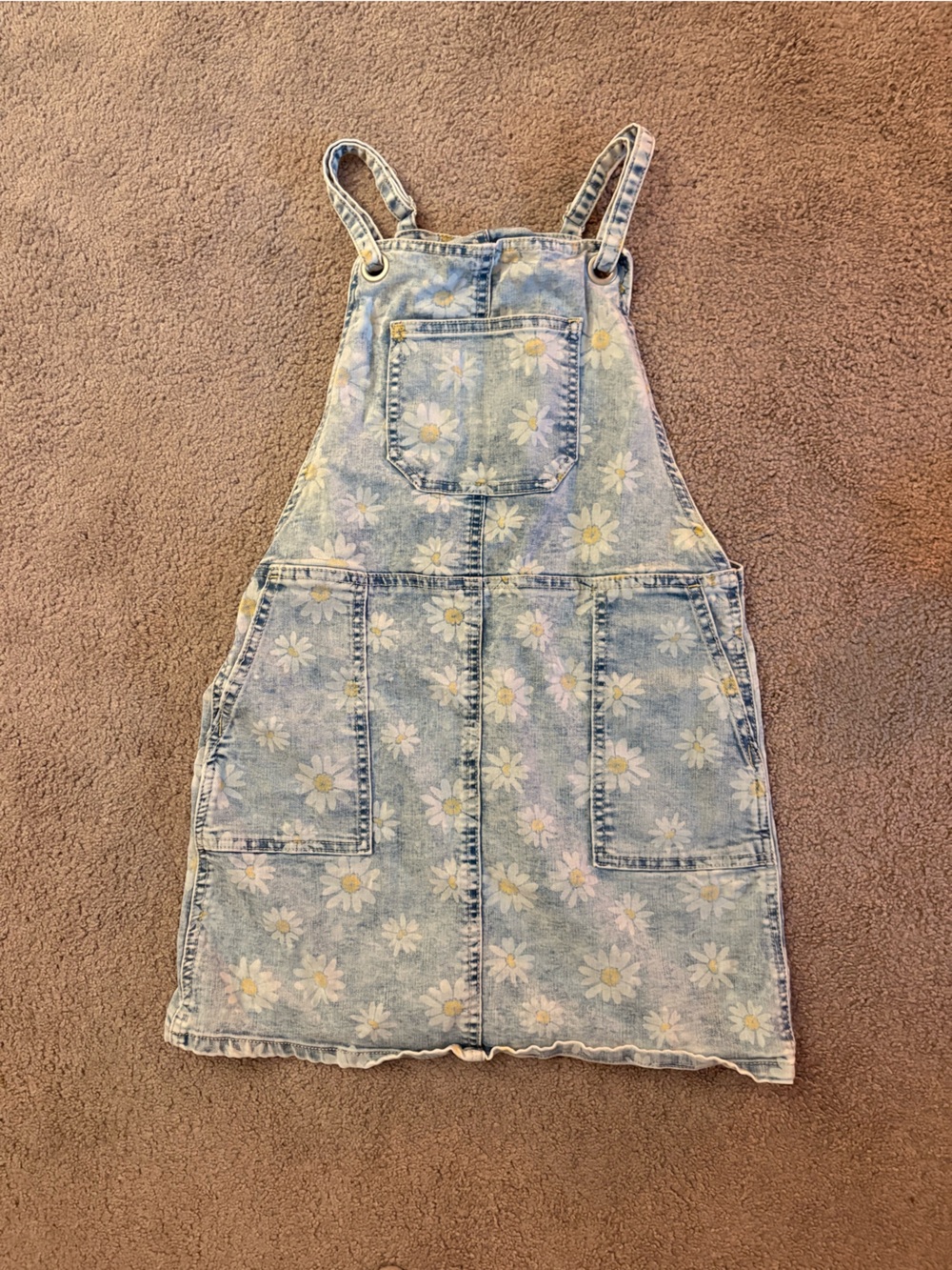 Cat & Jack Light Blue Daisy Denim Overall Dress